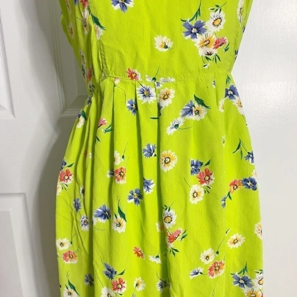 Mix Nouveau (New York) Vintage lime‎ green floral sleeveless midi dress - Picture 6 of 13